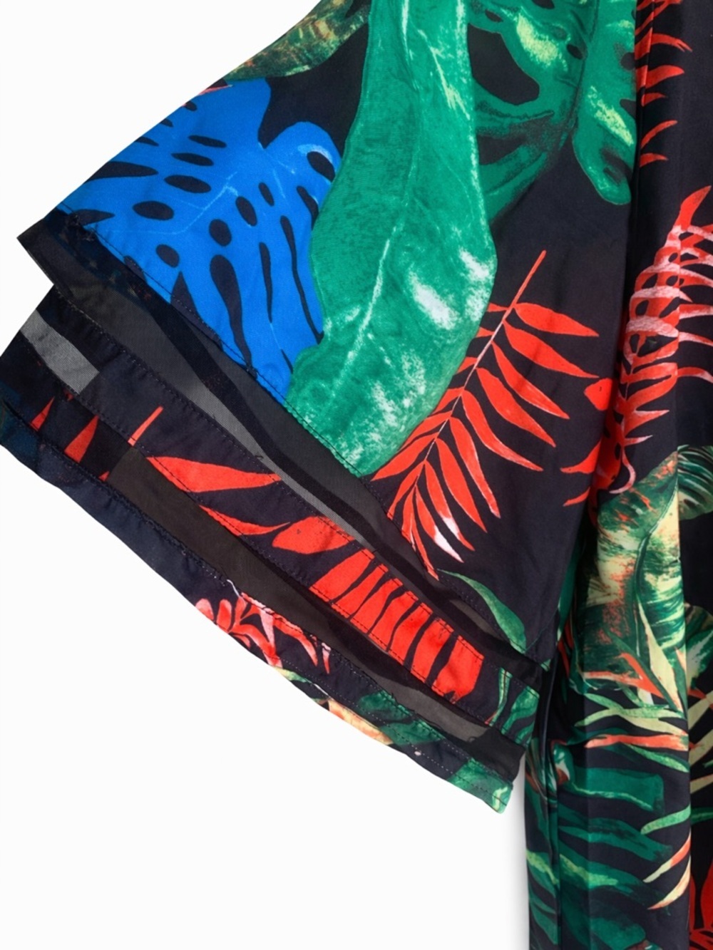 NWT EKOAUER 3XL Tropical Leaf Print Sheer Sleeve Tunic Blouse - Picture 3 of 4